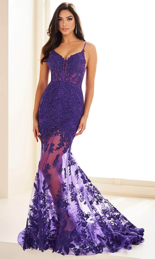 Ellie Wilde EW36014 - See-Through Skirt Appliqued Prom Dress