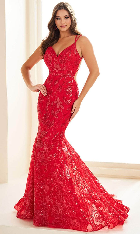 Ellie Wilde EW36034 - Floral Sequin Strappy Back Prom Gown