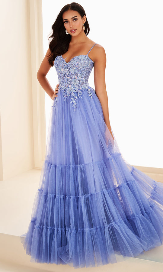 Ellie Wilde EW37107 - Tiered Skirt Sweetheart Lace Applique Gown