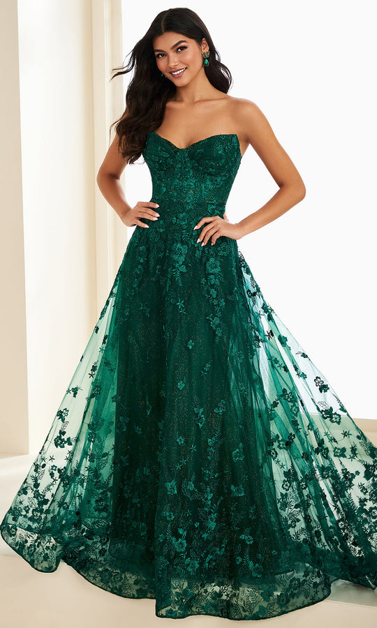 Ellie Wilde EW37225 - Strapless Floral Lace A-Line Prom Gown