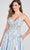 Ellie Wilde - V-Neck Floral Lace Prom Gown EW122038 - 1 pc Dusty Blue In Size 8 Available Formal Gowns 8 / Dusty Blue
