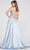 Ellie Wilde - V-Neck Floral Lace Prom Gown EW122038 - 1 pc Dusty Blue In Size 8 Available Formal Gowns 8 / Dusty Blue