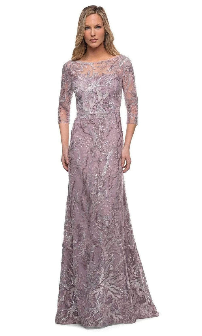Embroidered Illusion Formal Gown 29233SC Mother of the Bride Dresses 2 / Mauve
