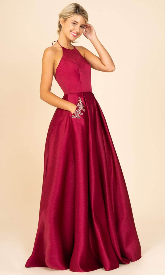 Eureka Fashion 8822 - Halter A-Line Prom Gown Prom Dresses XS / Burgundy