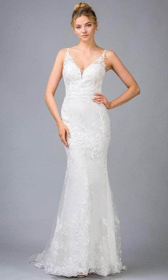 Eureka Fashion 9130 - Sleeveless Deep V-neck Bridal Dress