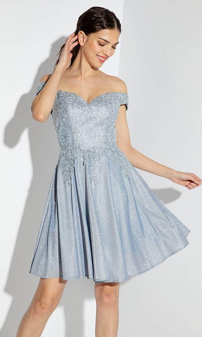 Eureka Fashion 9366 - Sweetheart Embellished Cocktail Dress Prom Dresses XS / Ice Blue