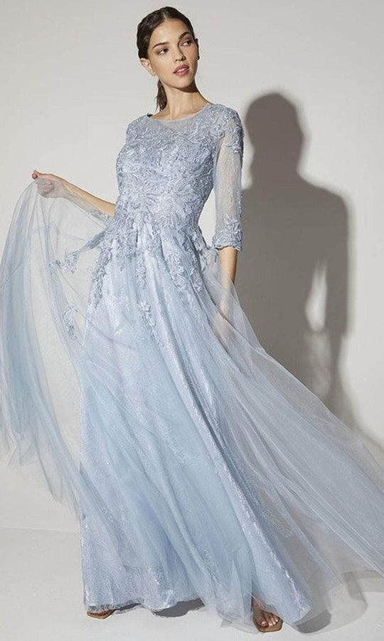 Eureka Fashion 9660 - Floral Embroidered Scoop Neck Gown