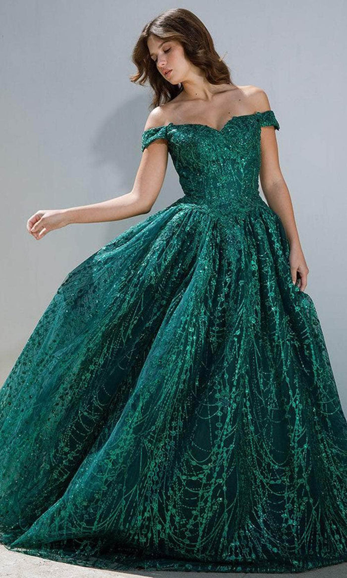 Eureka Fashion 9778 - Off-Shoulder Sweetheart Ballgown Ball Gowns XS / Emerald Green