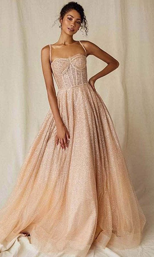 Eureka Fashion 9900 - Sheer Corset Fitted Bodice Prom Gown