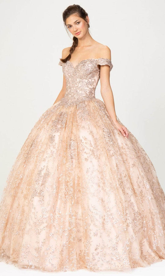 Eureka Fashion 9909 - Off-Shoulder Embroidered Ballgown