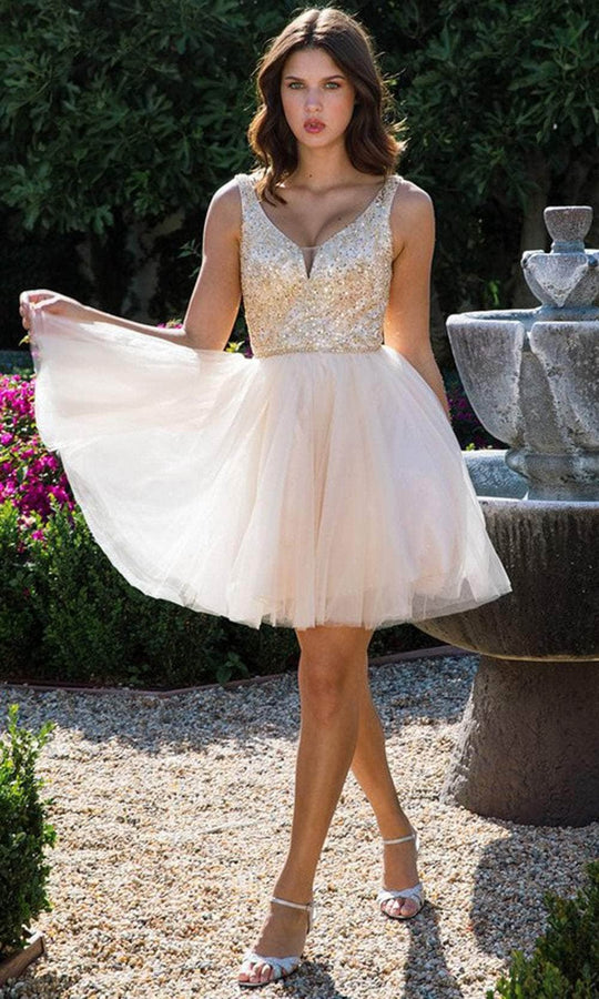 Eureka Fashion 9926 - Sleeveless Beaded Cocktail Dress