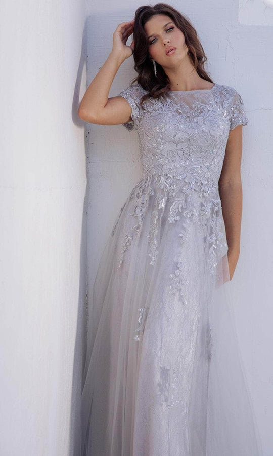 Eureka Fashion EK104 - Illusion Bateau Appliqued Formal Gown