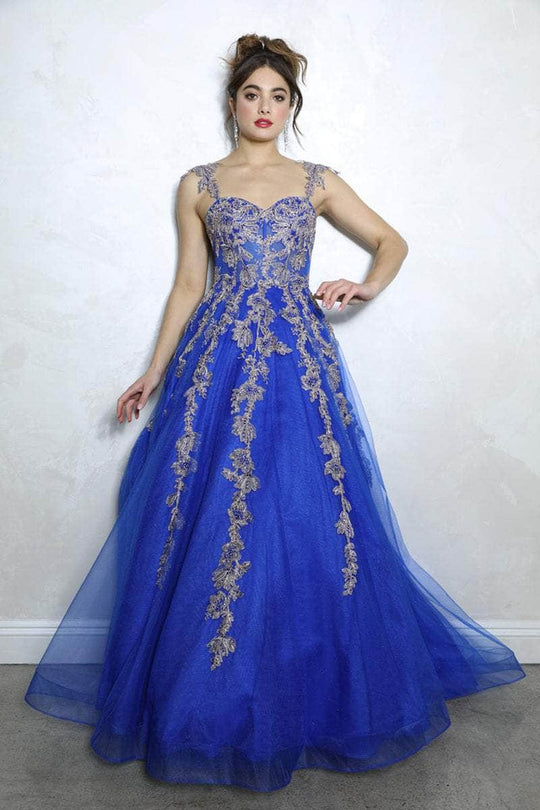 Eureka Fashion EK115 - Embroidered A-Line Long Gown