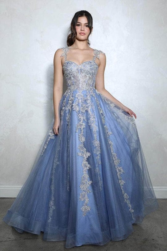 Eureka Fashion EK115 - Embroidered A-Line Long Gown