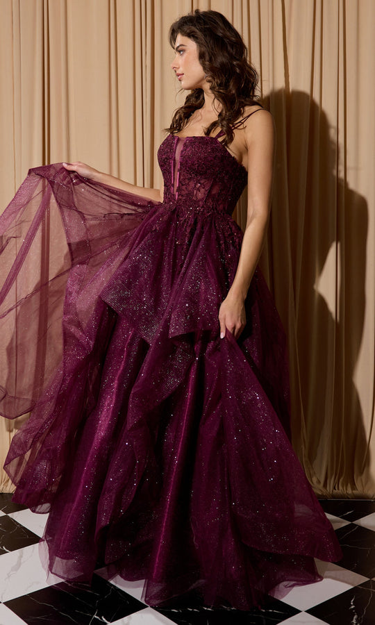 Eureka Fashion EK157 - Double Strap Tulle Ruffled Ballgown