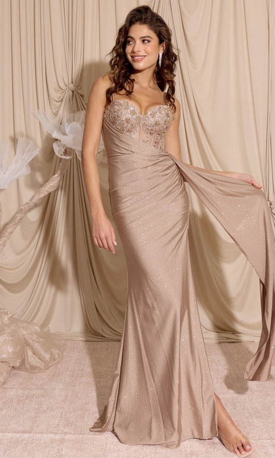 Eureka Fashion EK166 - Embroidered Corset Sweetheart Neck Prom Gown