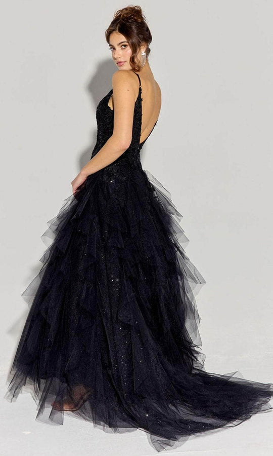 Eureka Fashion EK188 - Floral Applique Ballgown with Ruffles