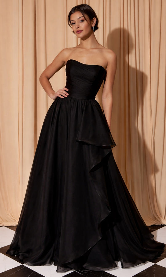 Eureka Fashion EK206 - Straight Neckline Side Ruffle Ballgown