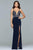 Faviana 10067 - Plunging V Neck Beaded Prom Dress Evening Dresses 16 / Navy
