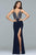 Faviana 10067 - Plunging V Neck Beaded Prom Dress Evening Dresses 16 / Navy