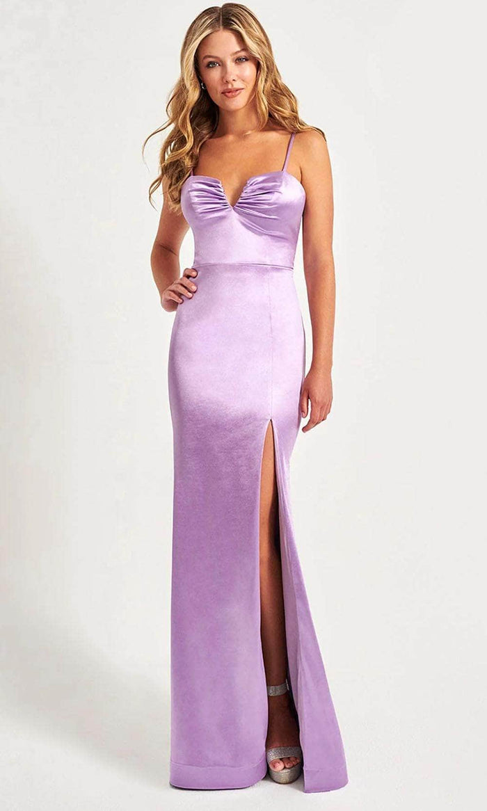 Faviana 11025 - V-Neck Satin Prom Gown Prom Dresses 00 / Lilac