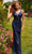 Faviana 11032 - Plunging Floral Beaded Prom Gown Special Occasion Dress 00 / Royal