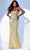 Faviana 11033 - Scoop Floral Sequin Prom Gown Special Occasion Dress 00 / Gold