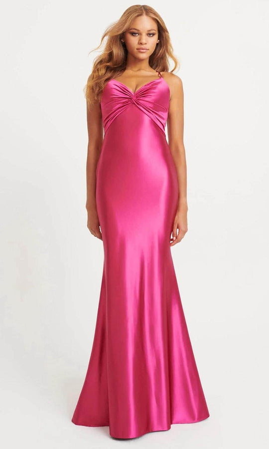 Faviana 11034 - Knotted V-Neck Satin Prom Gown