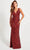 Faviana 11038 - Illusion Side V-Neck Prom Gown Prom Dresses 00 / Red/Black