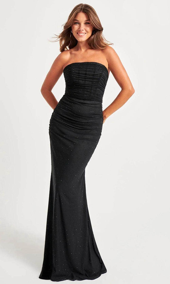 Faviana 11040 - Ruched Strapless Prom Gown Prom Dresses 00 / Black