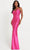 Faviana 11082 - Applique Cutout Back Prom Gown Special Occasion Dress 00 / Raspberry