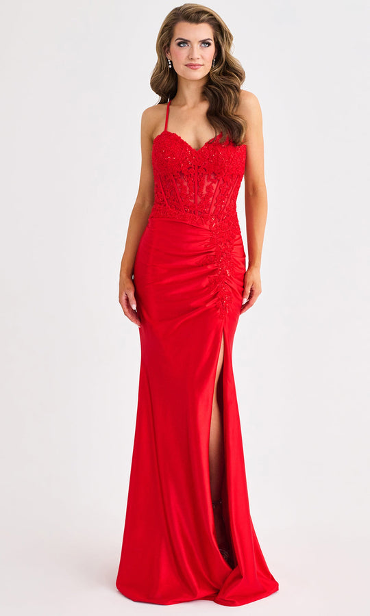 Faviana 11414 - Embroidered Lace Strappy Back Prom Gown