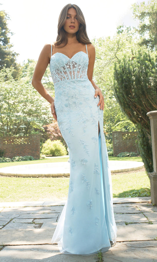 Faviana 11439 - Embroidered Sweetheart Gown with Sheer Corset