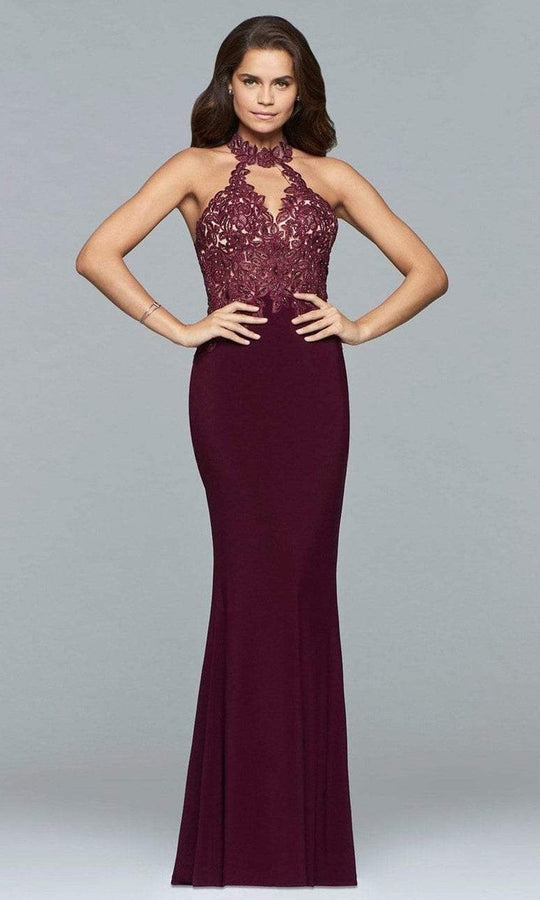 Faviana - 7750 High Halter Cutout Sheath Gown