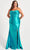 Faviana 9545 - Pleated Bodice Strapless Prom Gown Special Occasion Dress 12W / Peacock
