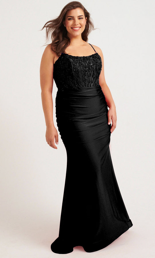 Faviana 9569 - Scoop Charmeuse Beaded Corset Dress