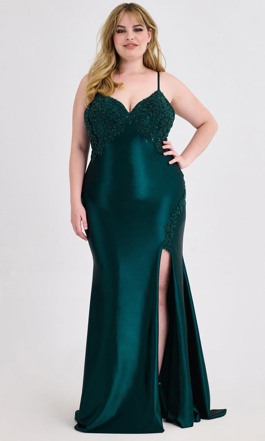 Faviana 9597 - Beaded Deep V-Neckline Plus Size Dress
