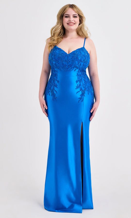 Faviana 9603 - Spaghetti Strap Long Beaded Lace Dress