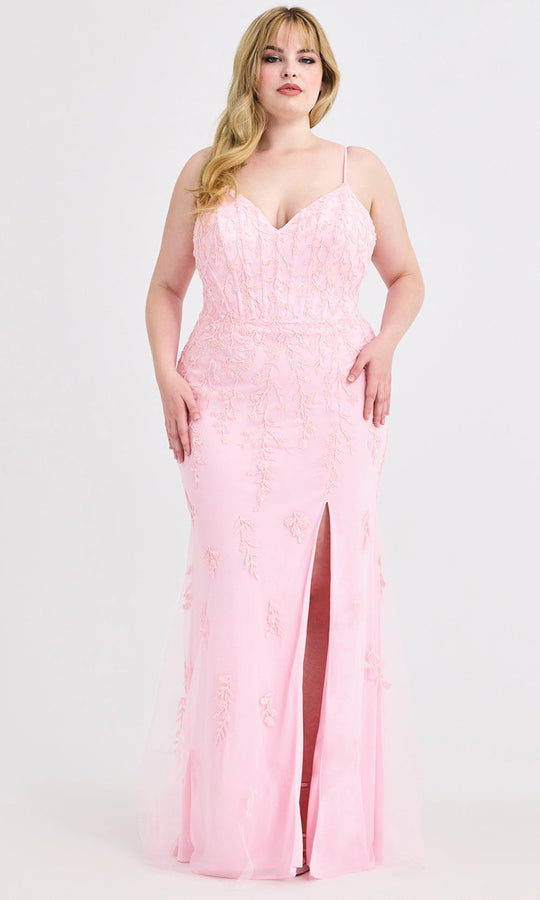 Faviana 9604 - Lace Applique Corset Plus Size Dress