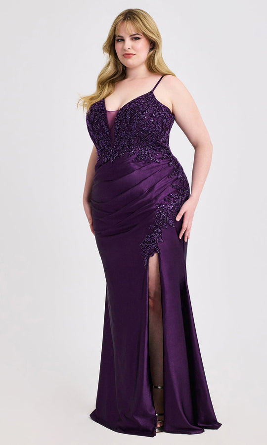 Faviana 9608 - Pleated Satin Embellished Prom Dress