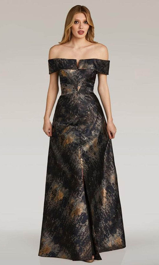 Feriani Couture 18258 - Printed Straight Across Evening Gown