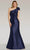 Feriani Couture 18266 - Bow Accented Cap Sleeve Evening Gown Evening Dresses 2 / Navy