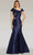 Feriani Couture 18268 - Asymmetric Neck Mikado Evening Gown Evening Dresses 2 / Navy