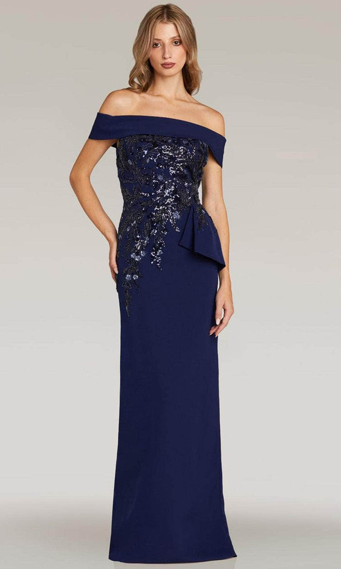 Feriani Couture 18336 - Straight Across Beaded Evening Gown Evening Dresses 2 / Navy