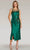 Feriani Couture 18337 - Illusion Scoop Tea-Length Evening Dress Holiday Dresses 2 / Emerald