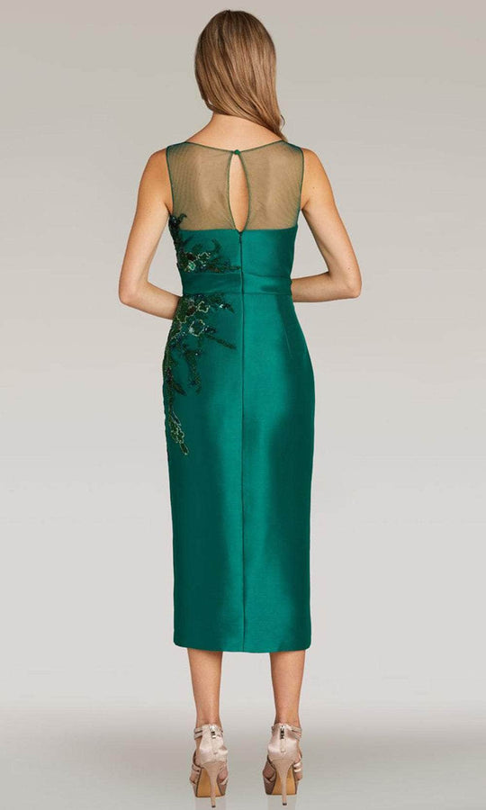 Feriani Couture 18337 - Illusion Scoop Tea-Length Evening Dress