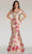 Feriani Couture 18338 - Off Shoulder Floral Print Evening Gown Evening Dresses 2 / Champ