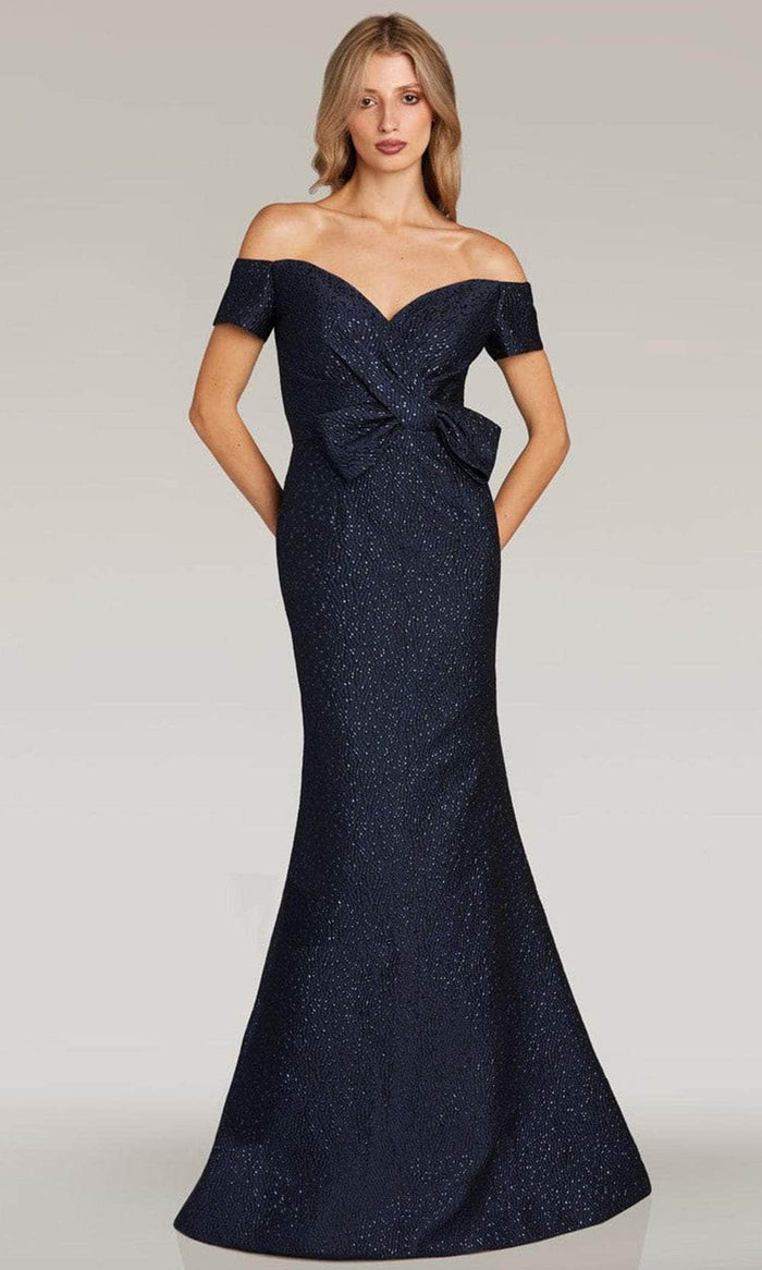 Feriani Couture 18346 - Sweetheart Bow Accent Evening Gown Evening Dresses 2 / Navy
