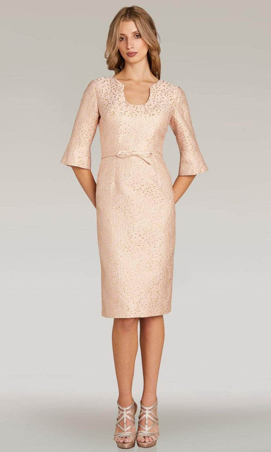 Feriani Couture 18347 - Quarter Sleeve Knee-Length Formal Dress