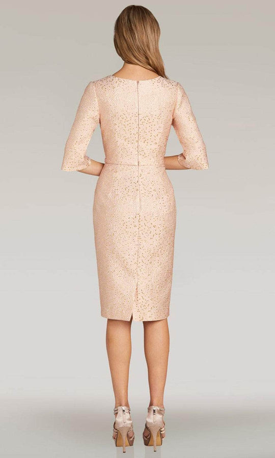 Feriani Couture 18347 - Quarter Sleeve Knee-Length Formal Dress